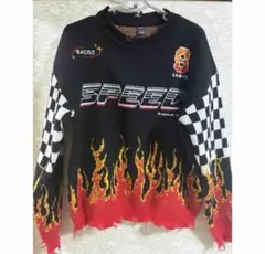 【美品】フレイム レーシング ニット y2k グランジ ニット 古着 ダメージ