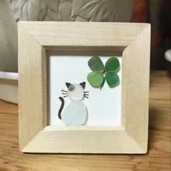 シーグラスアート〜猫と四葉〜