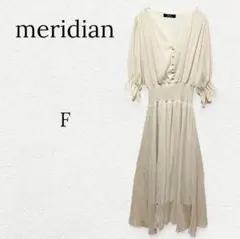 1084【メリディアン】Vネック半袖ロングワンピース フレア袖 シフォン ゴムのサムネイル