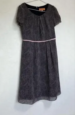美品SunaUna40ワンピース ドット柄 ウエスト切替 フレア 半袖Lサイズのサムネイル