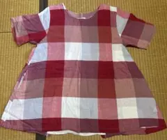 赤と白のチェック柄 半袖シャツ