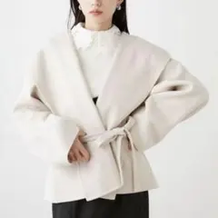 SNIDEL アイボリー フード付きショートリバーコート