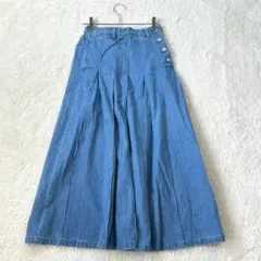 ✨シェトワ/F/青/デニムロングスカート/サイドボタン/フレア/春秋/カジュアル