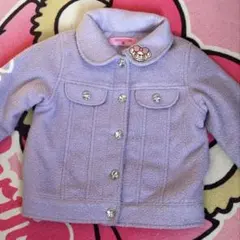 薄紫色フリースジャケット クマデザイン