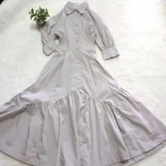 【フレイアイディー】ランダムティアードマキシワンピース　XS ベージュ　フレア