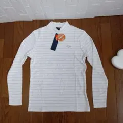 callaway 長袖ハイネックシャツ　レディースサイズ　L 白/銀ボーダー