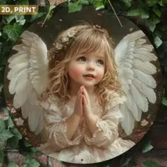 木製ラウンド天使20 小さな手の祈り 看板 ラウンド インテリア