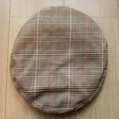 チェック柄 ベレー帽 ブラウン