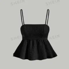 SHEIN ブラック キャミソール チュニック 黒 フリル 花柄