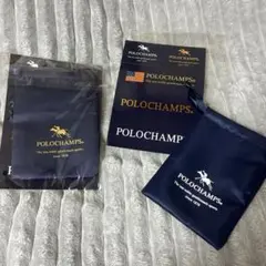 【POLO】ポロ　POLOCHAMPS 巾着袋2個セット ネイビー　ステッカー