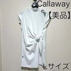 【美品】キャロウェイ ゴルフ レディース 半袖モックネックシャツ　ホワイト