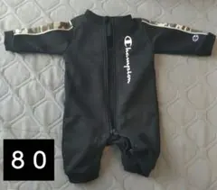 Champion ロンパース 80 ブラック 迷彩柄
