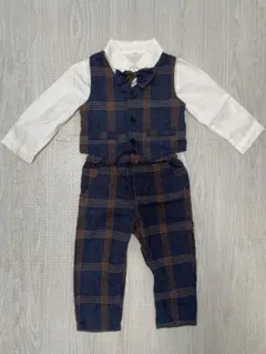 ベビー　80 フォーマルスーツ ネイビー チェック
