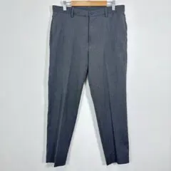 ユニクロ　カジュアルパンツ　グレー　ストライプ　紐あり　M