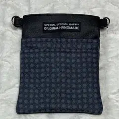 ナースポーチ・オーガナイザー（ハンドメイド） 合皮•黒&紺色（水玉）