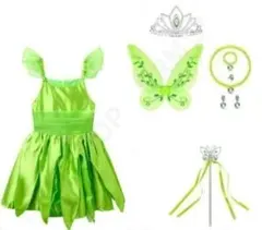 新品未使用　ディズニー ティンカーベル コスプレ衣装130cm 10点セット