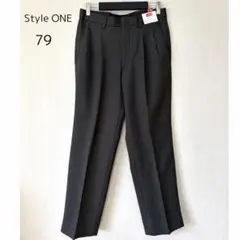 新品　チャコールグレー スラックス センタープレスパンツ　ウエスト79 股下73