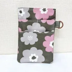 【人気】ラミネート生地☆ナースポケット☆オーガナイザー☆花柄♪グレー