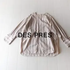 美品 デプレ トゥモローランド 3,5万 パープルのバンドカラーブラウス 
