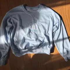 LAC VERT ライトブルー 水色刺繍トレーナー Paris 新品