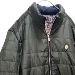 希少✨️中綿ジャケット カーキ ペイズリー柄裏地 エンブレムワッペン付き 古着