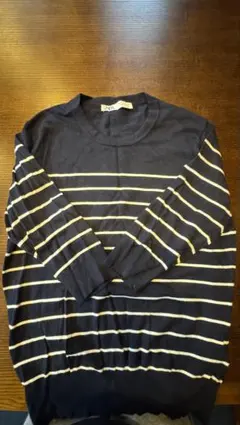 ZARA ボーダー 長袖ニット ネイビー