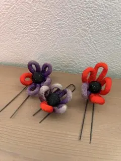 レトロ　花形ヘアピン 3個セット