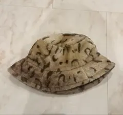 ヒョウ柄 バケットハット フリース素材 ベージュ