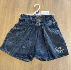 ダークデニム プリーツショートパンツ 130