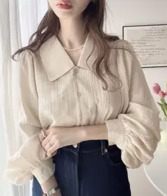 ⭐︎着痩せ⭐︎ 長袖　襟付き　ブラウス