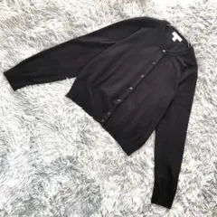 H&M【L】ブラック ボタン付 シンプル カーディガン 長袖