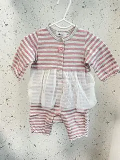 イーベビー ロンパース 70 カバーオール ワンピース ボーダー