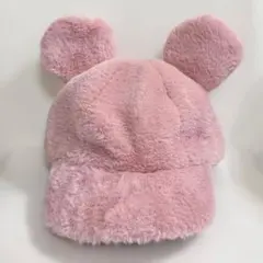 ディズニー ミッキー 耳付き キャップ ファー 帽子 ピンク もこもこ