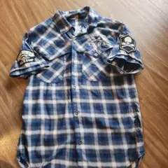 vanson/T.F.O.A 半袖チェックシャツ スカル刺繍