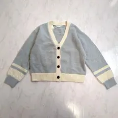GU バイカラー カーディガン M 水色 白 タグ付 未使用 レディース 春