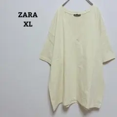 ザラ　カットソー　Vネック　シンプル　カジュアル　綿　コットン100　XL