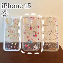 iPhone 15 ケース　花　フラワー　クリア　カラフル　可愛い　カバー　②