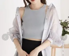 Chico 7分袖シアーシャツ＋アメスリニットタンクSET