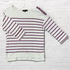 リフレクト Reflecy ストライプ柄 ホワイト パープル 七分袖