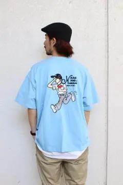 FREAK'S STORE カオヨリナカミ Tシャツ 水色のサムネイル