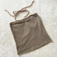 ☆お値下げ中☆ホルターネック キャミソール カーキ ラメM