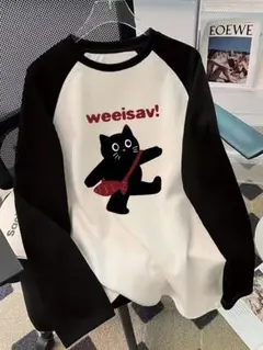 猫イラスト ラグランTシャツ