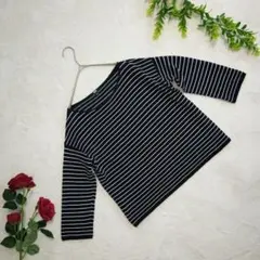 UNIQLO ユニクロ【M】黒と白 ストライプ柄 長袖 カットソー 男女兼用