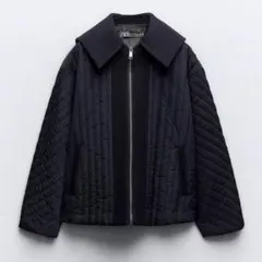 【11/14まで】ZARA コントラストパフジャケット ネイビー