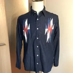 メンズ【美品 sevendays=sunday】L 青 タンガリーシャツ チマヨ