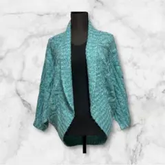 J-FIRST ドルマンニットカーディガン　ミントグリーン編み柄 L