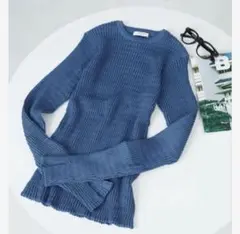 限定色【FREAK'S STORE】ソリッドカラー タックリブ ニットブルーM