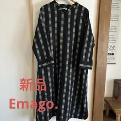 新品 Emago. 長袖シャツワンピース 黒系 F