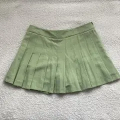 ZARA ミニプリーツスコート　黄緑　シズニ