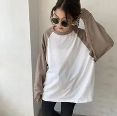 Flugge ホワイト/ブラウン ラグランTシャツ